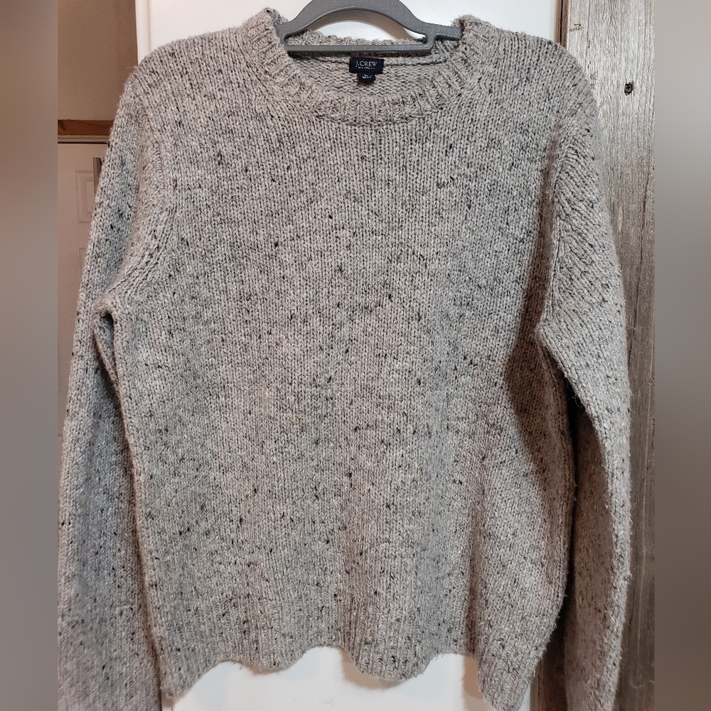 J.Crew Wool/alpaca/acrylic Blend Sweater Crew Neck Speckled Gray Men L Or Unisex